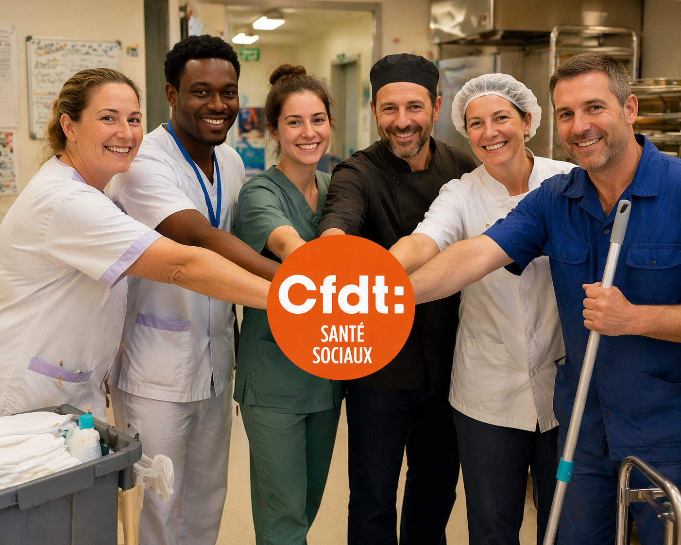 Photo différents corps de métier santé sociaux unis